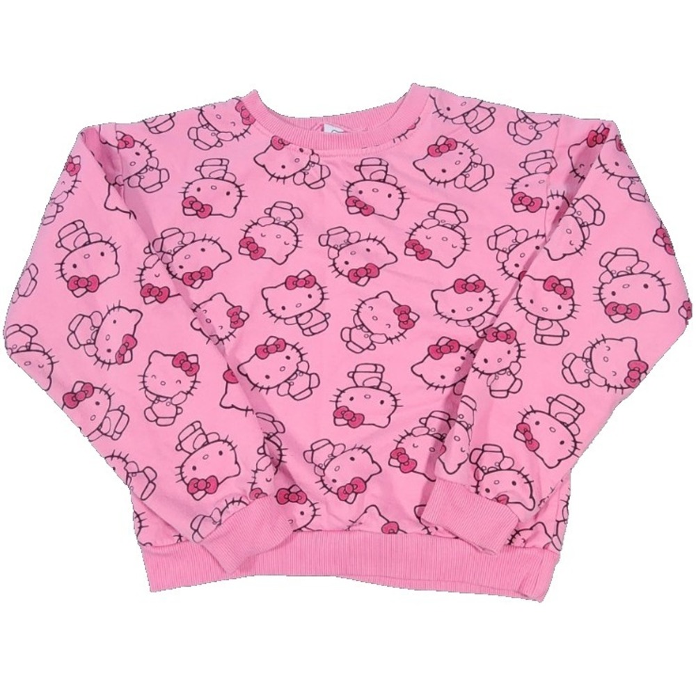 Hello Kitty Girls Pink All Over Print Pullover Sweatshirt Size‎ 8/10